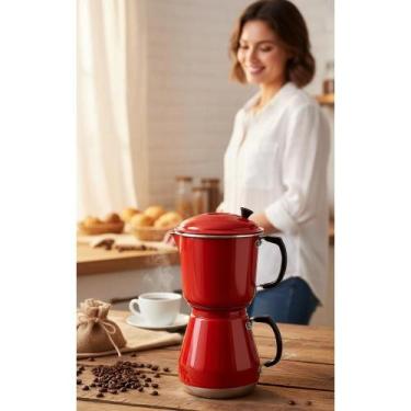 Imagem de Cafeteira Moka Vermelha Clássica - Café Forte & Aromático - Congratula