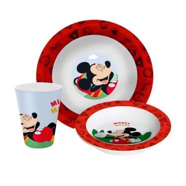 Imagem de Jogo Refeição Infantil Disney 3 Peças Prato, Tigela e Copo Princesas, Minnie, Mickey e...