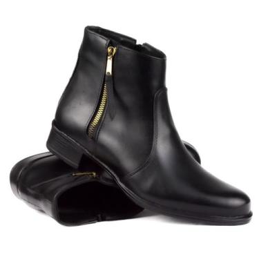 Imagem de Bota Montaria Coturno Feminino em Couro Premium Zíper Lateral - Galipo