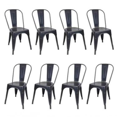 Imagem de Kit 8 Cadeiras Tolix Iron Ferro Preta Fosca Aço Industrial Sala Cozinh
