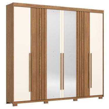 Imagem de Guarda Roupa Casal 6 Portas Norton com Espelho - Móveis Henn, Nature/O