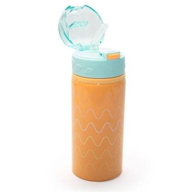Imagem de Garrafa De Alumínio 580ml Infantil Com Canudo Silicone E Bico Ergonômico - Neutro
