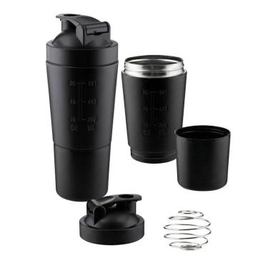Imagem de Garrafa Coqueteleira Em Inox Preta 750ml Shake Gym