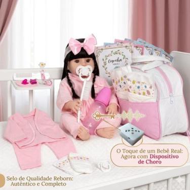 Imagem de Bebê Reborn com dispositivo de choro e kit completo de acessórios - Ce