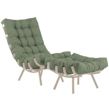 Imagem de Poltrona Costela De Alumínio Com Puff E Almofada Decorativa Fendi