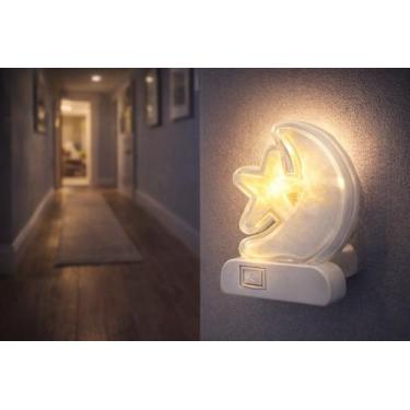 Imagem de Luz Noturna Led Lua Estrela de Tomada 1W Bivolt Mini Luminária Quarto 