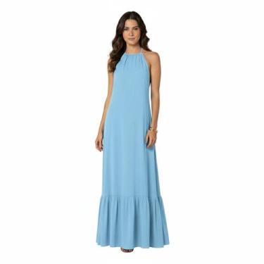 Imagem de Vestido Longo Frente Unica Festas Madrinha Casamento Civil - Cintra Ve