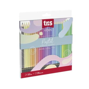 Imagem de Lápis De Cor Vibes - Tons Pastel - 24 Cores + 1 Lápis 6B da Tris Ref 6