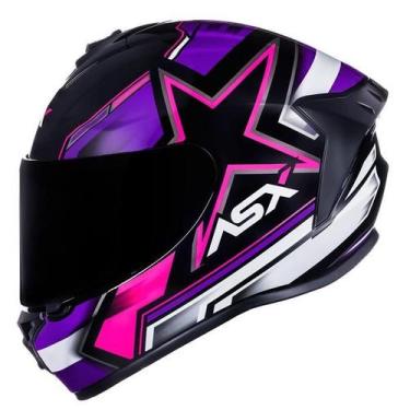 Imagem de Capacete Asx Draken Pilot Brilho Preto / Lilas / Rosa, 56