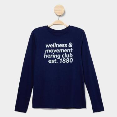 Imagem de Camiseta Infantil Manga Longa Hering Casual Menino, Azul, 14A