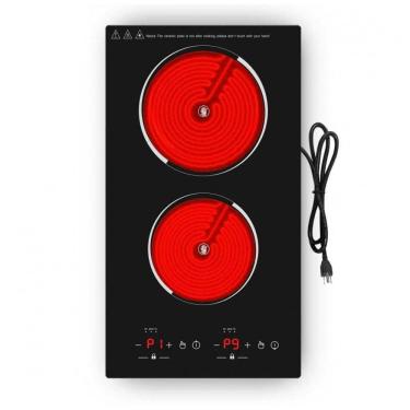 Imagem de Cooktop Elétrico de Embutir com 2 Queimadores de Indução e 20 Níveis de Temperatura, 110V 2000W, VBGK, Preto