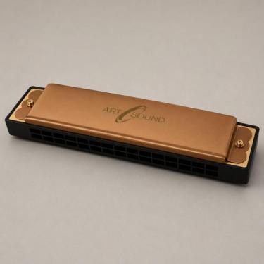 Imagem de Gaita 16 Vozes Preta Art Sound, Dourado