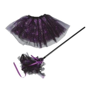 Imagem de Saia Halloween Infantil com Vassoura de Bruxa Roxa - Fantasias Carol