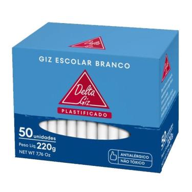 Imagem de Giz Escolar Delta Plastificado Revestimento Antialérgico 100 Unidades Branco
