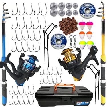 Imagem de Kit De Pesca Completo 10kg C/ 2 Varas + 2 Molinetes + Itens