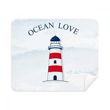 Imagem de Lighthouse Ocean Love Sea Sailing Blue Pano de limpeza Limpador de tela 2 peças Tecido de camurça