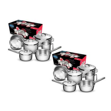 Imagem de KIT - 2 Jogos de Panelas Solar 6pçs inox