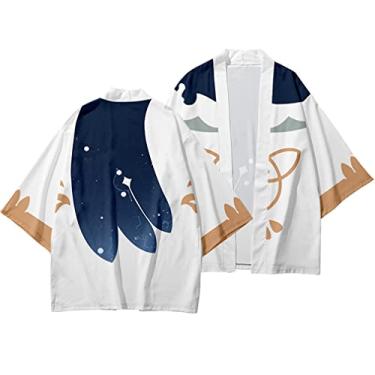 Imagem de Genshin Impact Zhongli Qiqi Klee Jaqueta Cardigan Costume Cosplay Tops Xale Manga 3/4 Manto