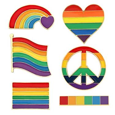 Imagem de Tinsow Pride Gay Rainbow Flag Alfinetes de lapela esmaltados LGBT Broche de lapela decoração para roupas e bolsas (6)