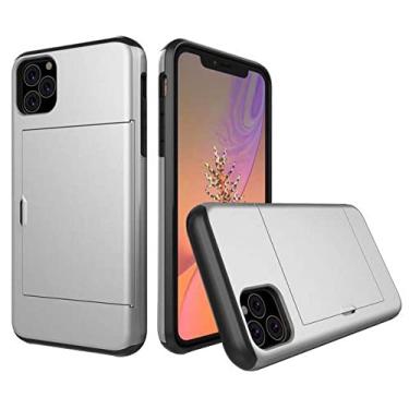 Imagem de Capa de slots de cartão deslizante de luxo para iPhone 13 12 11 Pro Max Mini 7 8 6 6S Plus SE 2020 X XR XS MAX 5 5S 13mini 13pro, Prata, Para iPhone 5 5S SE