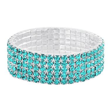 Imagem de Falari Pulseira elástica de cristal com strass brilhante para casamento