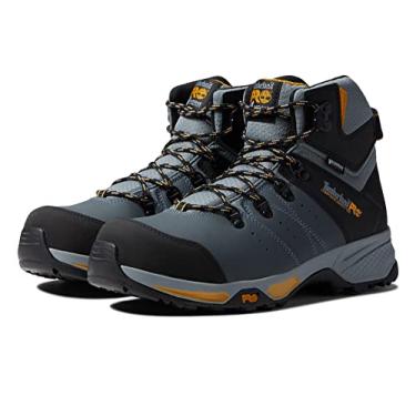 Imagem de Timberland PRO Bota masculina Switchback 15 cm Composto Safety Toe impermeável Industrial Hiker Work Boot, Cinza/Amarelo, 9 Wide