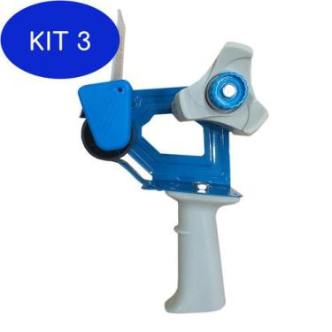 Imagem de Kit 3 Suporte Aplicador Fita Adesiva Larga 50mm Durex Fechar - Casamig