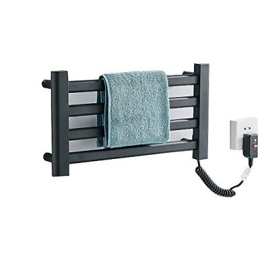 Imagem de Yajun Toalheiro elétrico aquecedor de toalhas termostático aquecido toalheiro alumínio radiador de banheiro de temperatura constante inteligente, preto-1