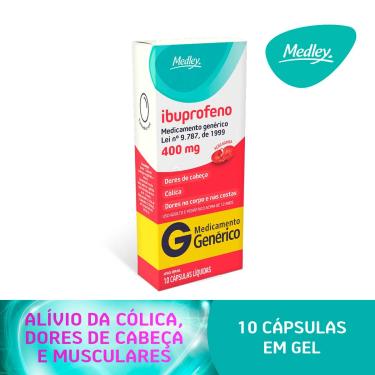 Imagem de Ibuprofeno 400mg 10 cápsulas Medley Genérico 10 cápsulas
