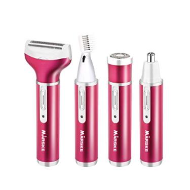 Imagem de Barbeador elétrico feminino 4 em 1, barbeador feminino recarregável por USB, facial molhado e seco à prova d'água aparador de biquíni para remoção de pelos nas axilas e pernas (vermelho roxo)