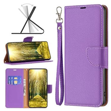 Imagem de Capas de telefone padrão Lichee Samsung Galaxy A14 A 14 5G capa de couro slots para cartão de visita clipe de carteira à prova de choque capa de telefone Samsung A14 5G capas (roxo, Samsung A14 5G)