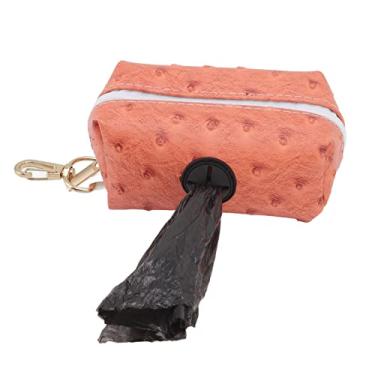 Imagem de Porta-cocô dispensador de saco com zíper fácil de usar PU multifuncional viagem para cachorro