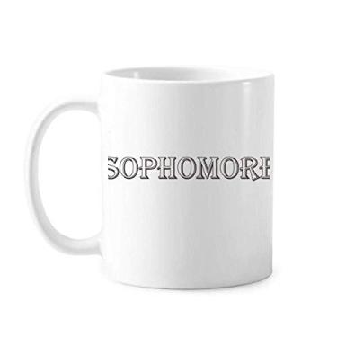 Imagem de Palavras pretas sobre Sophomore Caneca cerâmica café porcelana louça