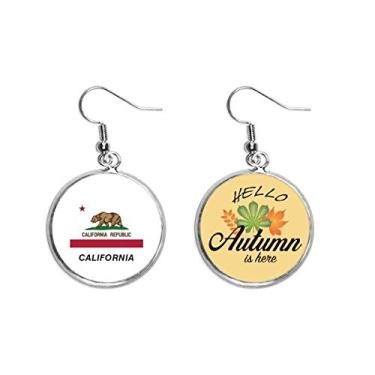 Imagem de Brinco de folha de outono com contorno da bandeira do estado americano da Califórnia