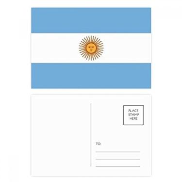 Imagem de Conjunto de cartões postais com bandeira nacional da Argentina com a América do Sul para enviar cartões de agradecimento