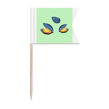 Imagem de Sinalizadores de palito com pintura de ostra Shell Scallop para decoração de bolo de festa