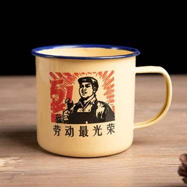 Imagem de PAYNAN Caneca de chá chinesa clássica esmaltada xícara de leite, tigela de macarrão instantâneo copo de café da manhã copo de cozinha