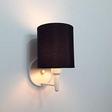 Imagem de Lustre Arandela Cilíndrica Cúpula Tecido 14x15 cm, Vivare Iluminação, Arandela Parede2009 BRPR, Branco, Pequeno