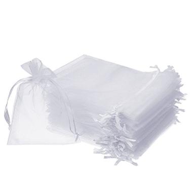 Imagem de (7.6cm X 10cm (100PCS), White) - Boshen 100/200PCS Organza Gift Candy Sheer Bags Mesh Jewellery Pouches Drawstring Bulk for Wedding Party Favours Festival Christmas Valentine's Day 7.6cm x 10cm 10cm x 15cm 13cm x 18cm (7.6cm X 10cm (100PCS), White)