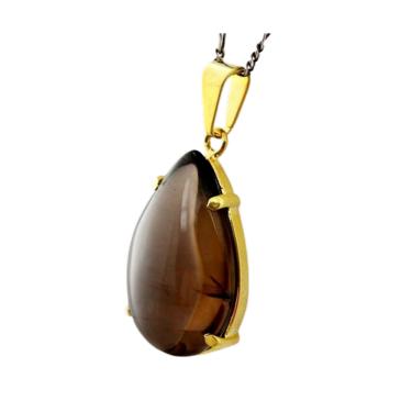 Imagem de Colar Extra Gota Pedra Fume Natural Montagem Garra Dourado