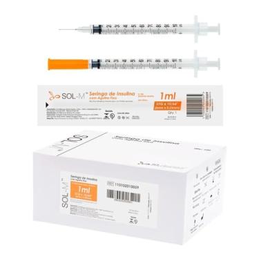Imagem de Seringa de 1ml com agulha fixa 0.25mm x 6mm caixa com 100 unidades Sol-millennium
