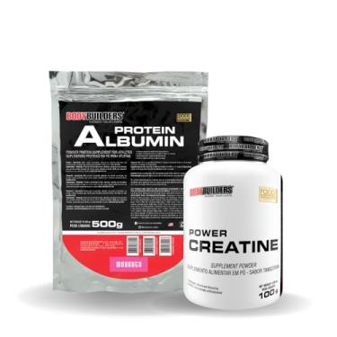 Imagem de Kit Albumin Protein 500g + Power Creatina 100g - Bodybuilders (Morango)