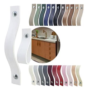 Imagem de Puxador Alça Full Parafuso para Móveis Armário Guarda Roupa Gaveta Porta Baús Caixas Bandeja Cesto Tábua Cor Textura de Couro (Branco)