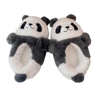 Imagem de Colaxi Mulheres chinelos de inverno casa chinelos casuais animais casa sapatos panda peludo chinelos para sala estar presentes do feriado do agregado, 27cm