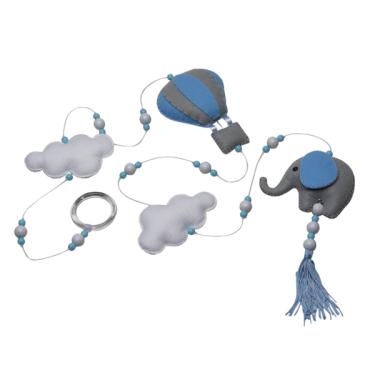 Imagem de Pingente De Cortina Elefante Balão Azul Quarto Bebê Infantil