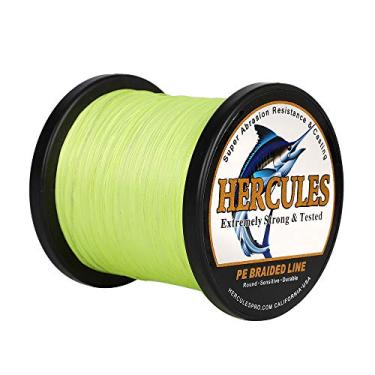 Imagem de Hercules Linha de pesca trançada super forte 4 fios super econômico de 1,8 kg a 2,3 kg Teste para água salgada, 109/328 / 547/1094 jardas (100 m / 300 m / 500 m / 1000 m), Diam# 0,08 mm - 0,55 mm Fluorescent Green, 70LB(31.8KG)-0.44MM-1094YDS(1000M)