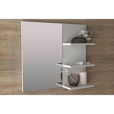 Imagem de Armário De Banheiro C-espelho Bn3608 3 Prateleiras 60cm Cor Branco - Tecno Mobili