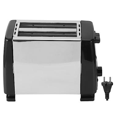 Imagem de Torradeira de 2 fatias, torradeira de aço inoxidável 650 850 W 6 engrenagens Máquina de cozinhar café da manhã Plugue UE 220-240 V preto para casa, cozinha, café da manhã do hotel