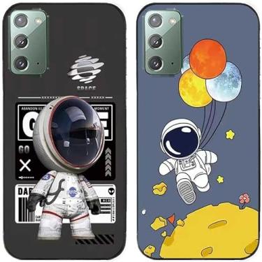 Imagem de 2 peças fashion astronauta impresso TPU gel silicone capa de telefone traseira para Samsung Galaxy todas as séries (Galaxy Note 20)