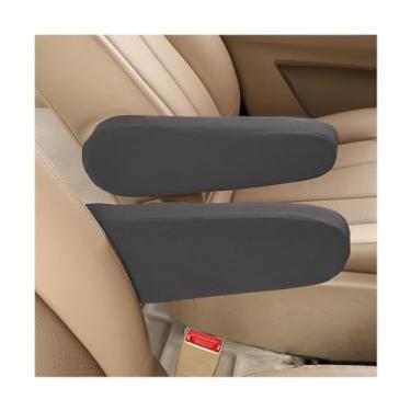 Imagem de Kewucn 2 peças capas de apoio de braço do banco dianteiro do carro, protetores de braço de assento de carro de tecido elástico, substituição universal da capa do descanso do braço do assento, acessórios de decoração de interiores do veículo (cinza)
